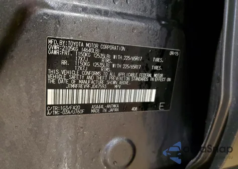 2015 Toyota Rav4 Xle из США, поврежденный, VIN JTMRFREV9FJ047593